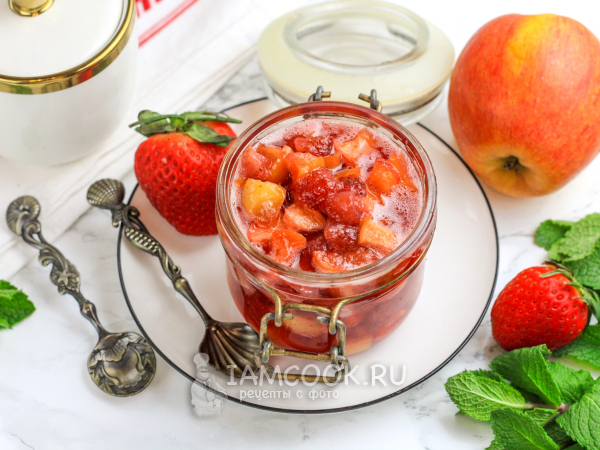 Варенье из яблок с клубникой на зиму, рецепт с фото