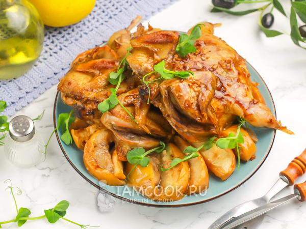 Перепела с яблоками, рецепт с фото