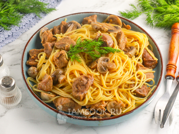 Паста с говядиной и грибами, рецепт с фото