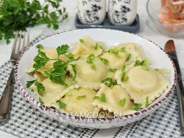 Равиоли с крабом и креветками, рецепт с фото