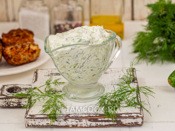Белый соус к шашлыку с огурцом, рецепт с фото