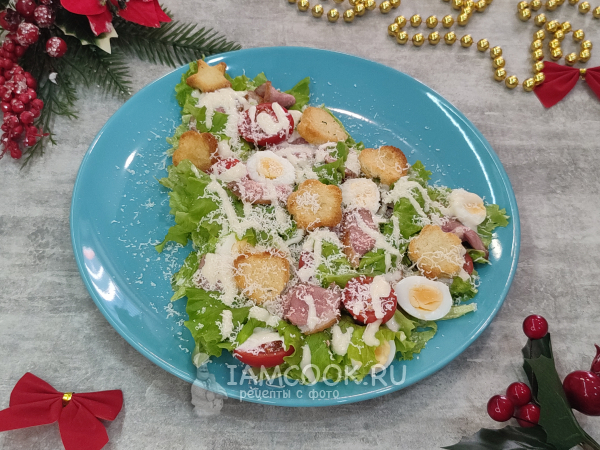 Салат Цезарь с утиной грудкой, рецепт с фото