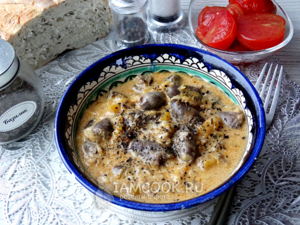 Куриные сердечки с тыквой, рецепт с фото