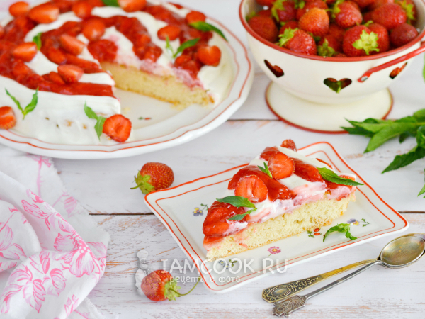 Пирог с рикоттой и клубникой, рецепт с фото
