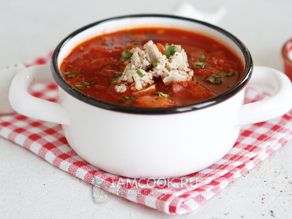 Борщ с курицей без зажарки, рецепт с фото