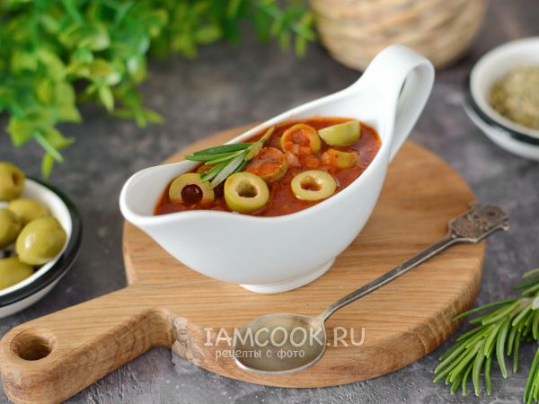 Томатный соус с оливками (постный), рецепт с фото