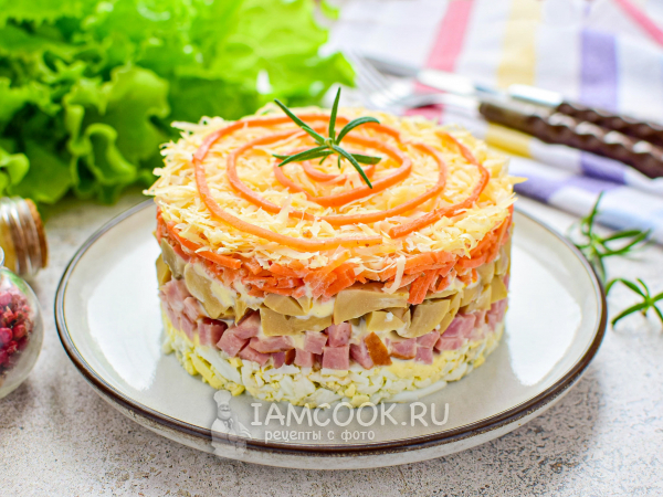 Салат «Мужские слезы» с маринованными грибами, рецепт с фото