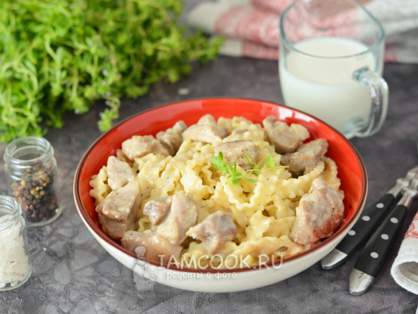 Паста со свининой в сливочном соусе, рецепт с фото