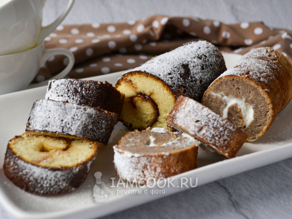 Рулет на сковороде (сладкий, без духовки), рецепт с фото