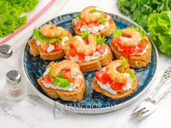 Тосты с креветками, рецепт с фото
