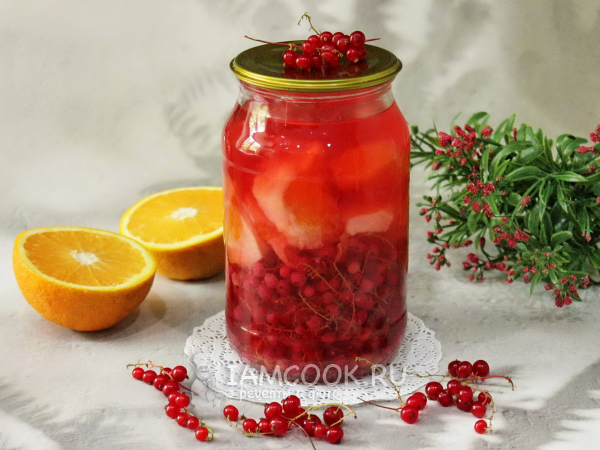 Компот из красной смородины с апельсином на зиму, рецепт с фото