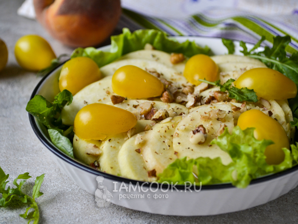 Салат с рукколой и персиками, рецепт с фото