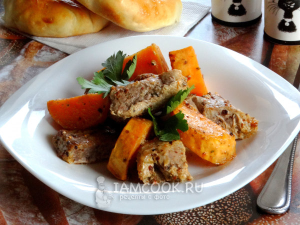 Батат с мясом в духовке, рецепт с фото