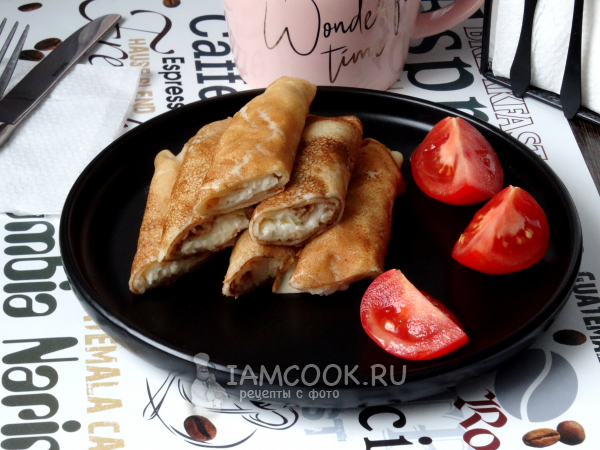 Блины с сыром и чесноком, рецепт с фото