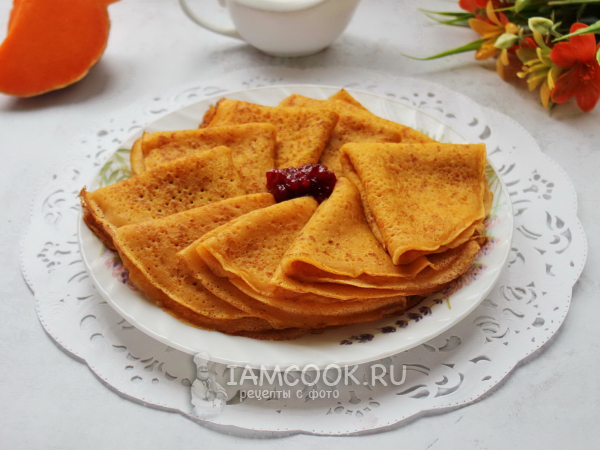 Постные тыквенные блины, рецепт с фото