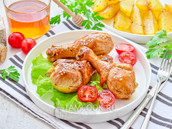 Куриные голени с медом на сковороде, рецепт с фото