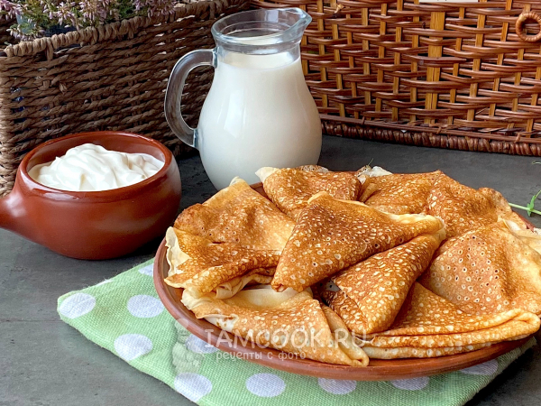 Тонкие блины с дырочками (с крахмалом), рецепт с фото