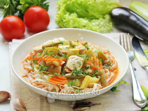 Лагман со стручковой фасолью, рецепт с фото
