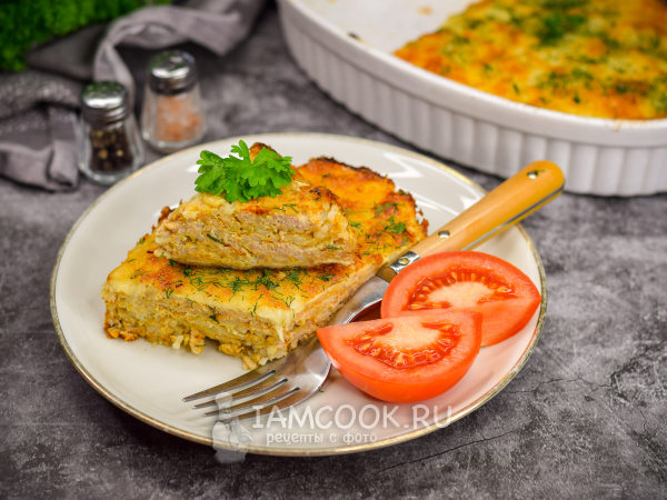 Запеканка из кабачков с фаршем и рисом, рецепт с фото