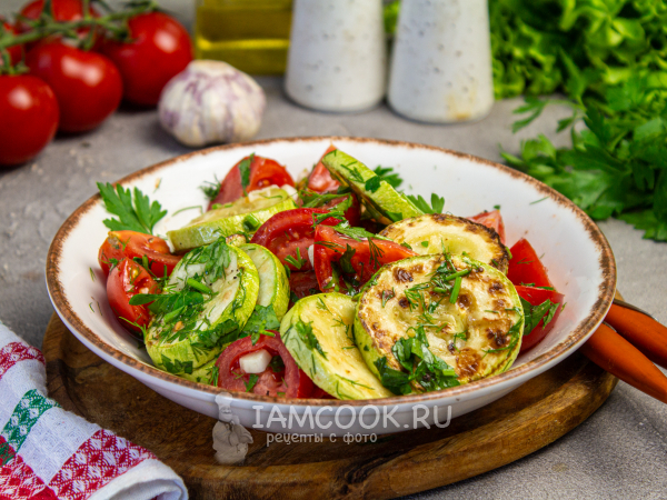 Маринованные кабачки с помидорами быстрого приготовления, рецепт с фото