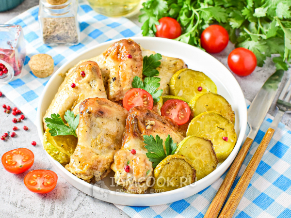 Куриные крылышки с кабачком в духовке, рецепт с фото