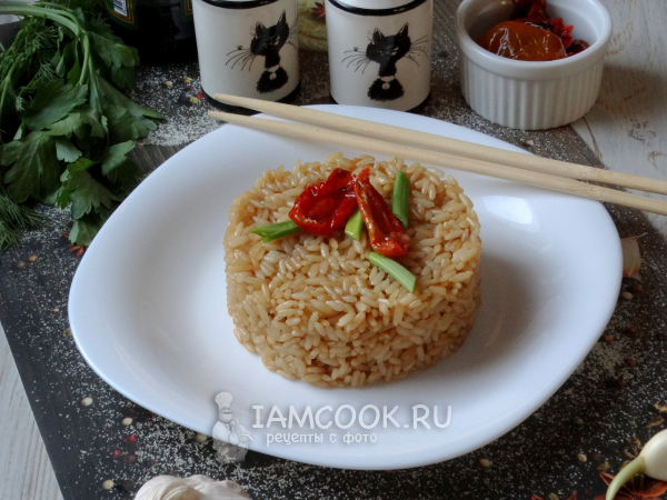 Рис с соевым соусом на сковороде, рецепт с фото