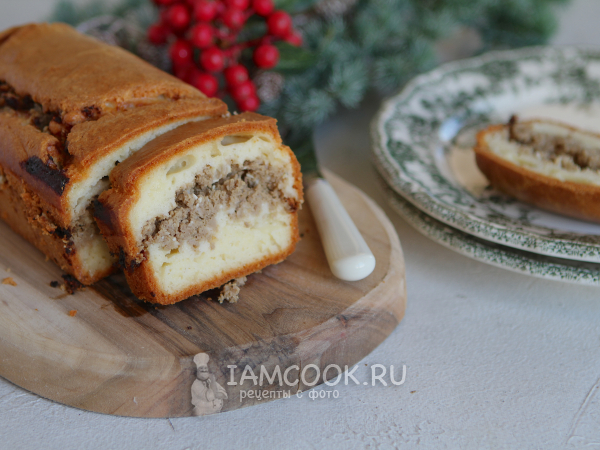 Закусочный пирог-кекс с говядиной на Новый год, рецепт с фото