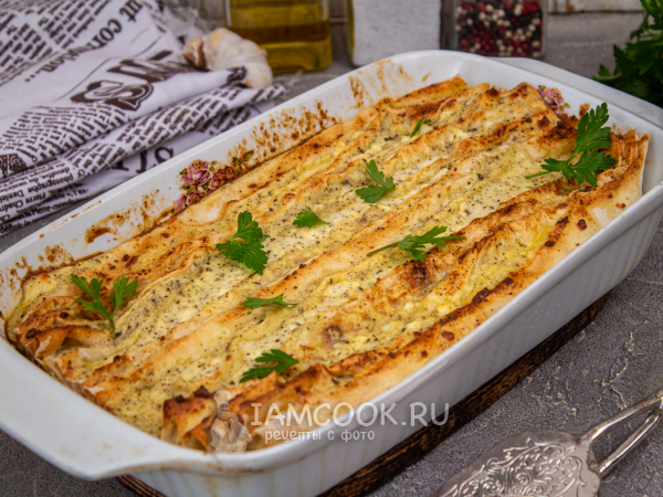 Пирог из лаваша гармошкой, рецепт с фото