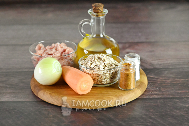 Продукты для приготовления овсянки с фаршем