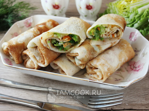 Блины с пекинской капустой, рецепт с фото