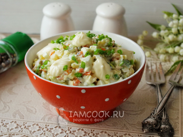 Оливье с горбушей, рецепт с фото