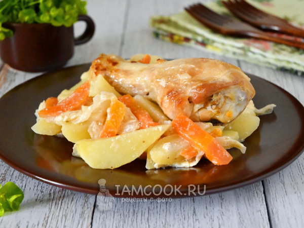 Курица с капустой и картошкой в рукаве, рецепт с фото