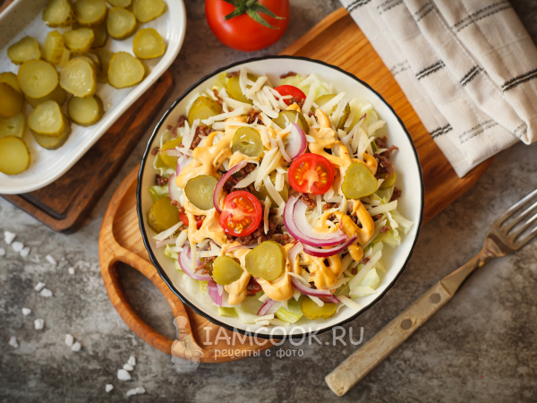 Салат «Бургер», рецепт с фото