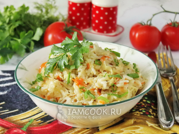 Рис с капустой в рукаве, рецепт с фото