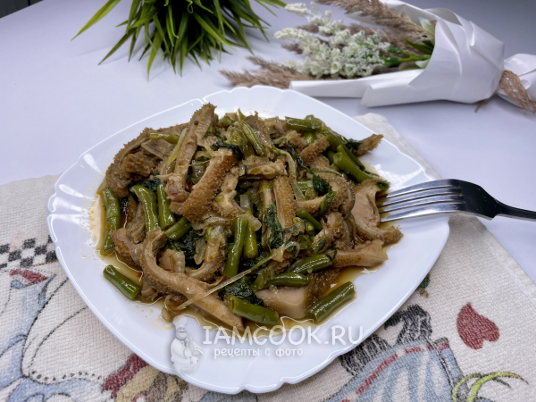 Жареная требуха с луком, рецепт с фото