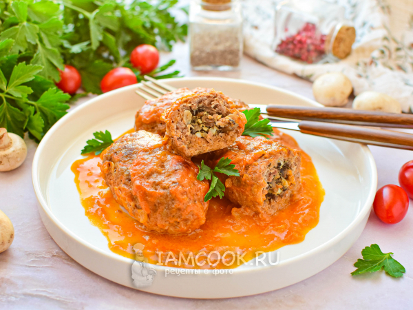 Мясные зразы с подливкой в духовке, рецепт с фото