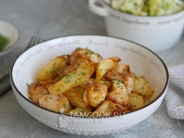 Тушеная картошка с курицей в аэрогриле, рецепт с фото