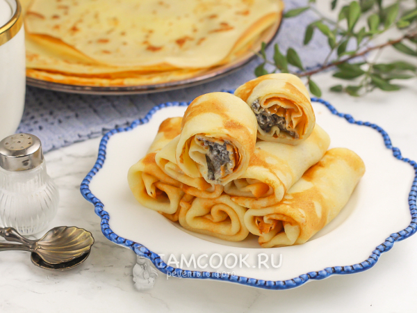 Блины с творогом и маком, рецепт с фото