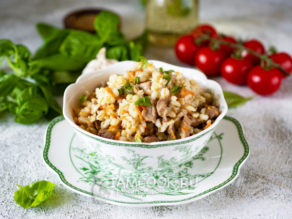 Перловка с мясом в афганском казане, рецепт с фото