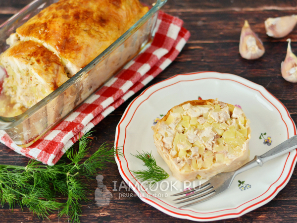 Куриный рулет с картошкой, рецепт с фото