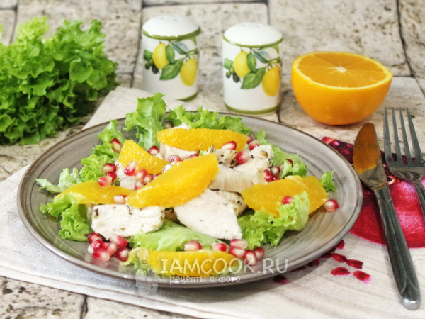 Салат с апельсином и гранатом, рецепт с фото