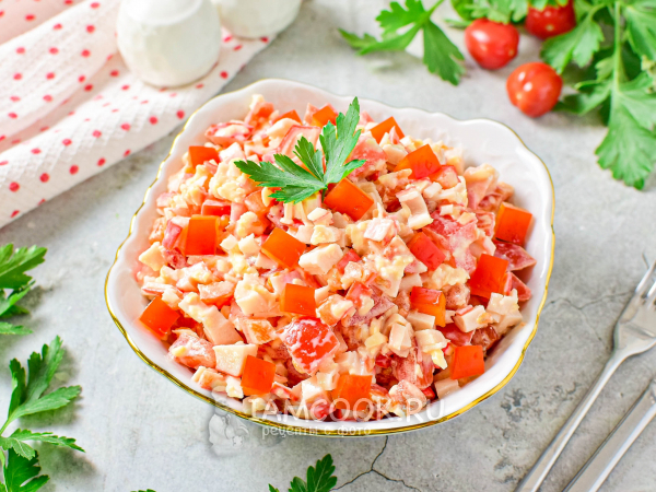 Салат «Коралловый риф» с крабовыми палочками, рецепт с фото