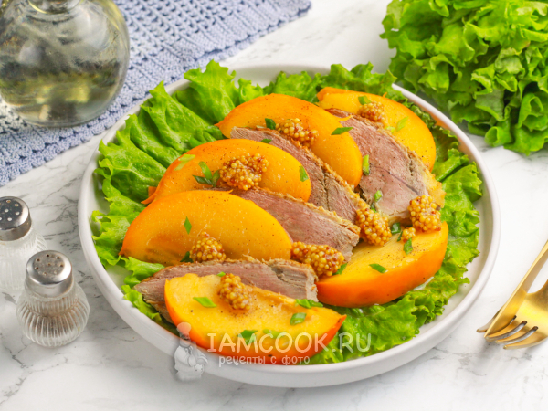 Салат с хурмой и уткой, рецепт с фото