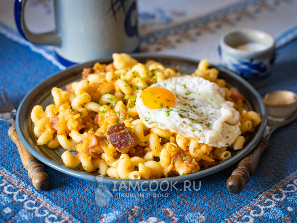Макароны с картошкой и мясом, рецепт с фото