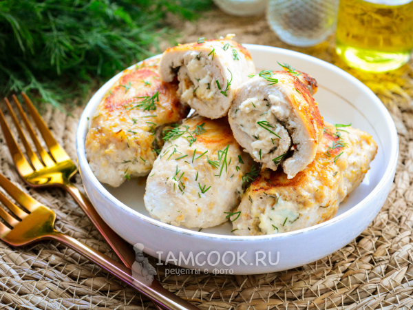 Куриные рулетики с плавленым сыром, рецепт с фото