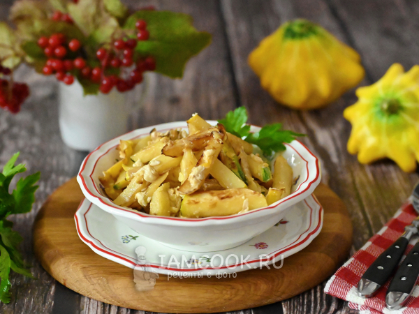 Патиссоны с яйцом на сковороде, рецепт с фото