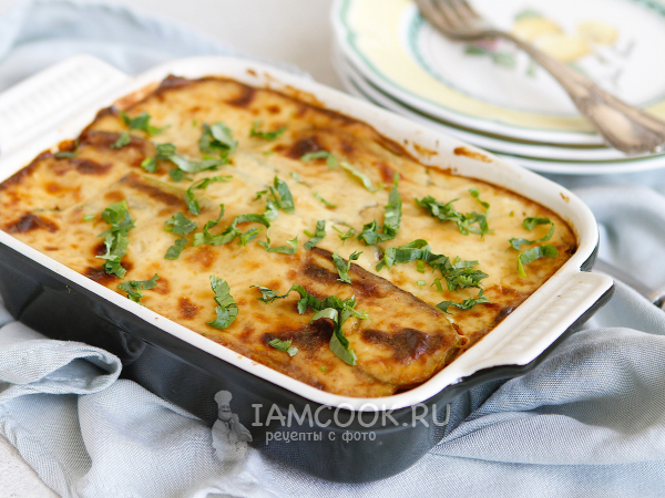Мусака с кабачками, фаршем и картофелем, рецепт с фото