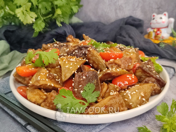 Баклажаны в сладком соусе с помидорами, рецепт с фото