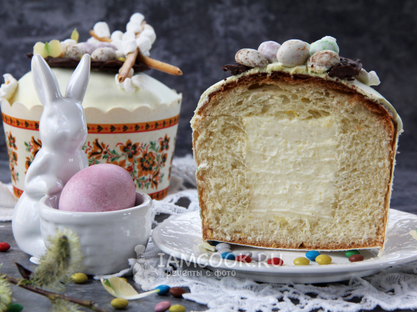 Кулич с лимонной начинкой, рецепт с фото