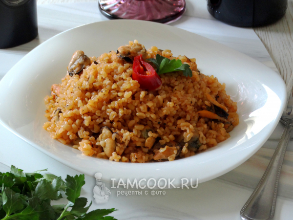 Булгур с мидиями, рецепт с фото